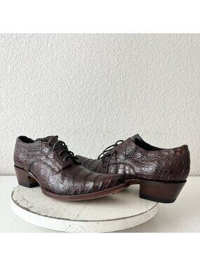 Rod Patrick Boots Womens Lace Up Shoes 10 Brown Caiman Western Footwear Loafers